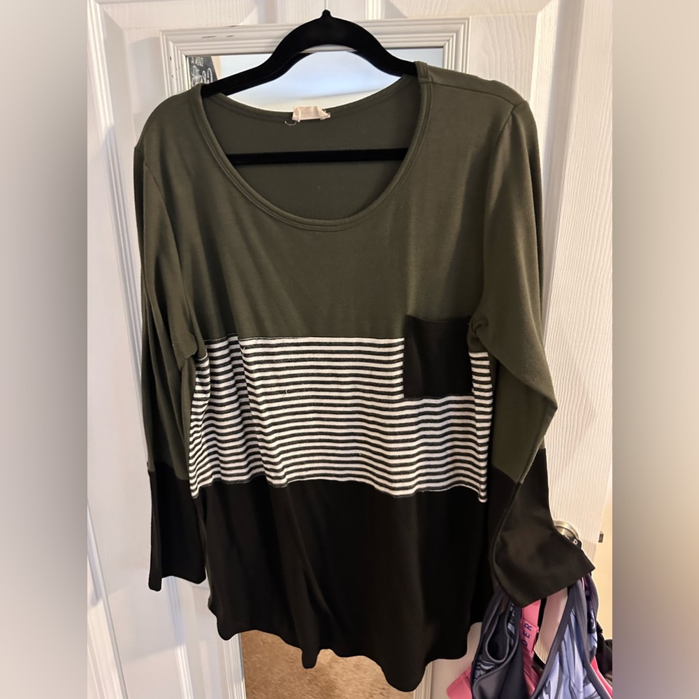 Green and black long sleeve shirt